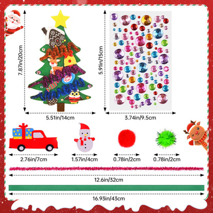 Ruicnte 24 Sets Christmas Tree Ornaments Crafts Kits for Kids,DIY Winter Christmas Craft Kit Pine Tree Snowman Snowflake Penguin Foam Xmas Sticker for Kid Holiday Classroom Activities Party Favors