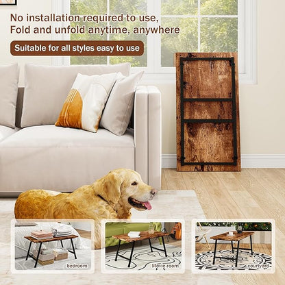 Foldable Rectangular Coffee Table - Stylish and Functional Folding Table for Living Room, Compact Design with Sturdy Frame, Ideal for Apartments, Offices, and Small Spaces,Easy Assembly,Brown