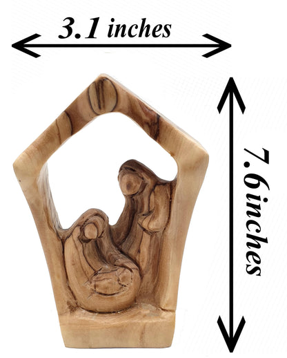 Zuluf 5.2" Olive Wood Holy Family Nativity Statue – Hand-Carved Figurine Made in The Holy Land – Religious for Catholic Home or Spiritual Display – HOF026