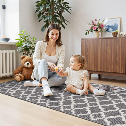 U'Artlines Runner Rug for Hallway 2×6feet Non Slip Kitchen Floor Carpet Runners Grey Geometric Pattern Machine Washable Area Rug for Entryway Bathroom