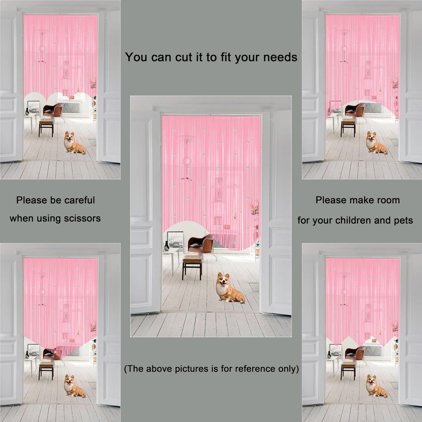 Beaded String Curtains for Doorways Boho Bedroom Decor Hanging Door Wall Beads Closet Window Curtain Room Divider Privacy Decorative (Pink, 39" W x 79" L)