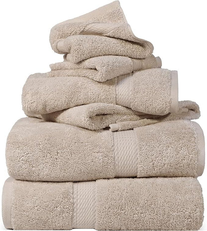 SUPERIOR Egyptian Cotton Pile 6 Piece Towel Set, Includes 2 Bath, 2 Hand