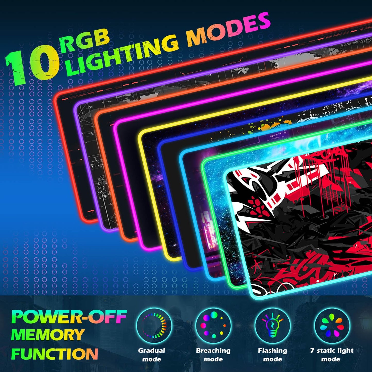 ToLuLu RGB Gaming Wireless Charging Mouse Pad, 5/7.5/10/15W 10 Light Modes LED Mouse Pad Computer Keyboard Mat Mousepad, 800x300x4MM Extended Large Desk Mat for Gaming, MacBook, Laptop, PC, Galaxy