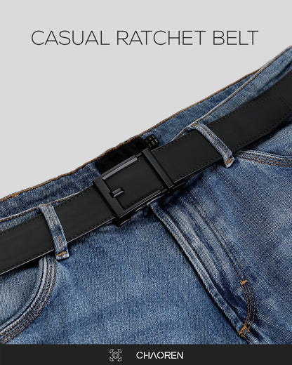 CHAOREN Mens Belts Leather Ratchet - Black Belt Men 1 3/8" - Micro Adjustable Belt Fit Everywhere