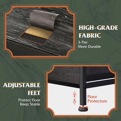 WLIVE Dresser for Bedroom with 5 Drawers, Wide Chest of Drawers, Fabric Dresser, Storage Organizer Unit with Fabric Bins for Closet, Living Room, Hallway, Charcoal Black Wood Grain Print