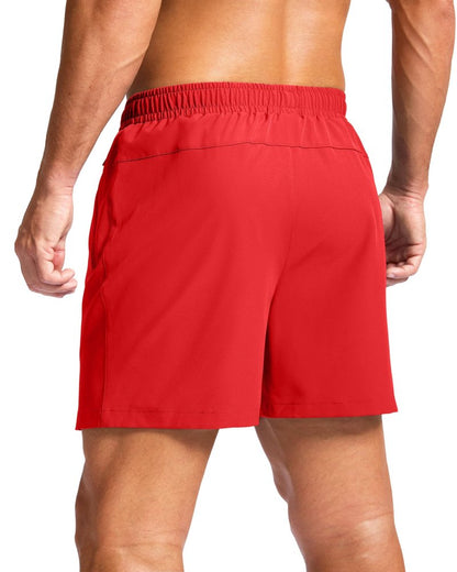 G Gradual Men's Athletic Running Shorts with Zipper Pockets Quick Dry 7"/ 5"/ 9" Workout Gym Shorts for Basketball Hiking(Deep Red,5S)