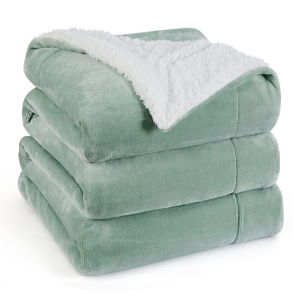 Bedsure GentleSoft Sherpa Fleece Blankets Queen Size for Bed - Thick and Warm, Soft Fuzzy Plush Queen Blanket for Winter, Grey, 90x90 Inches