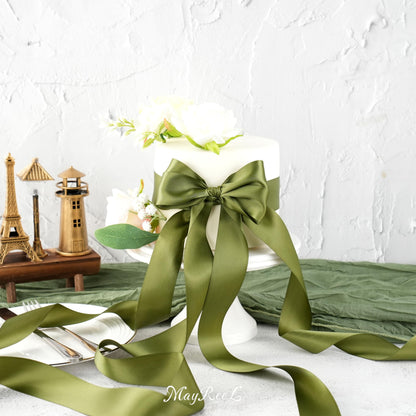 MAYREEL Moss Satin Ribbon 1.5 Inch Thick Double Faced Dark Green Ribbon for Crafts Gift Wrapping Wedding Decor Hair Bows Party Favor Flower Bouquets 25 Yards