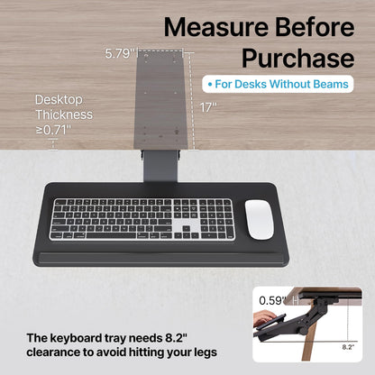PEGZONE Keyboard Tray Under Desk with Storage Drawer, Height Adjustable Keyboard Tray Slide Out Swivel Tilt, Ergonomic Under Desk Mount Keyboard & Mouse Holder for Gaming Home Office, 25x11'', Black