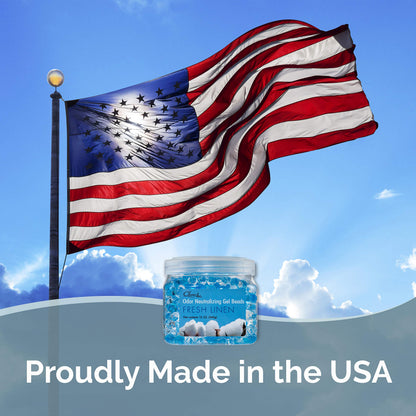 Clear Air Odor Eliminator Gel Beads - 12 oz, Pack of 2 - Air Freshener Made with Essential Oils - Eliminates Odors in Bathrooms, Cars, Boats, RVs & Pet Areas - Fresh Linen Scent