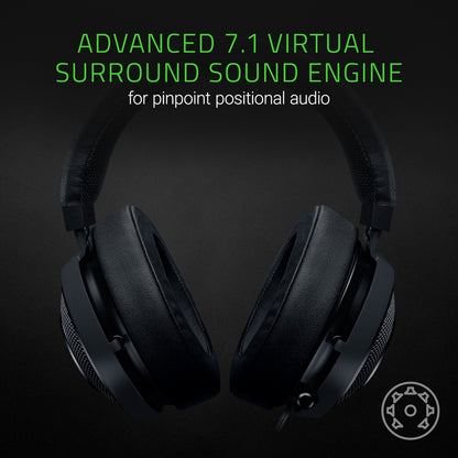 Razer Kraken 7.1 V2: 7.1 Surround Sound - Retractable Noise-Cancelling Mic - Lightweight Aluminum Frame - Gaming Headset Works with PC, PS4, Xbox One, Switch, & Mobile Devices - Black