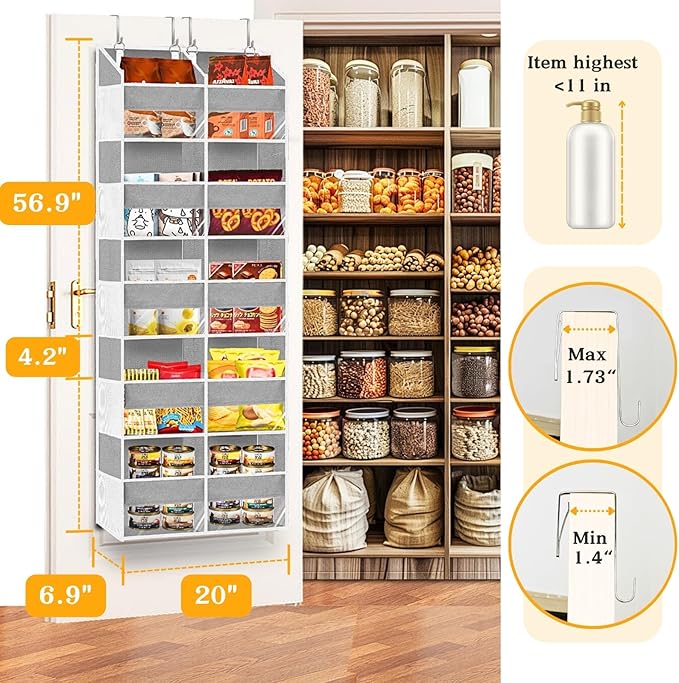 2 Pack Over The Door Organizer 5 Tiers, Extra Large Behind Door Storage of 10