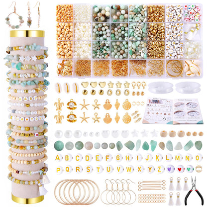 Wurosi 1927 PCS Jewelry Making Supplies Kit, Charm Bracelet Making Kit for Adults, Natural Stone Beads for Irregular Natural Stone, DIY Bracelet/Necklace/Earring/Rings