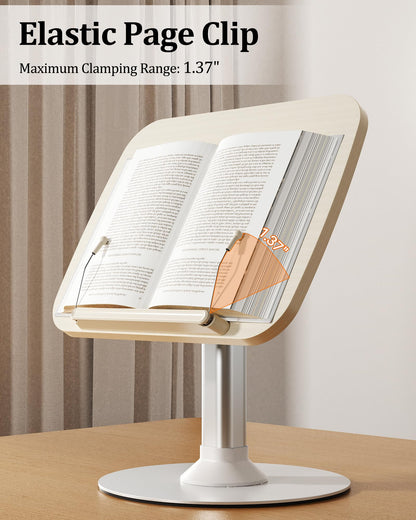 2-in-1 Kids Reading Stand for Books and Tablets,Adjustable Angle Height Book Holder with Book Clip,Kid-Friendly Ergonomic Book Holder for Toddlers,Laptop Riser Stand for Homeschool Floor Couch Bed Car