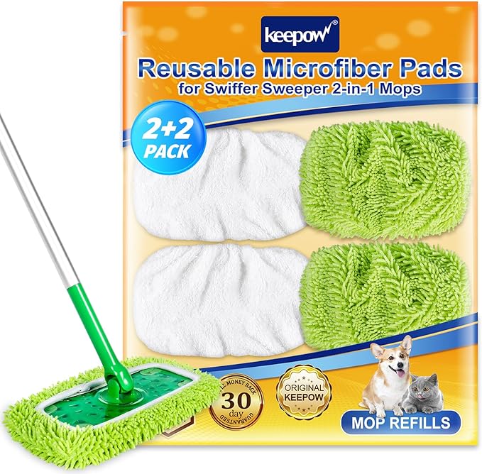 KEEPOW Reusable Dry Sweeping/Wet Mopping Cloths Compatible