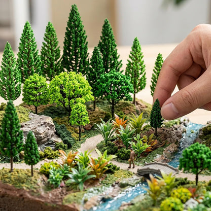 Choisonye Model Trees 1.1-5.1inch Mixed Diorama Green Model Trees Colorful Grass Architecture Mini Trees for Crafts Building Model Railway Scenery Landscape Supplies