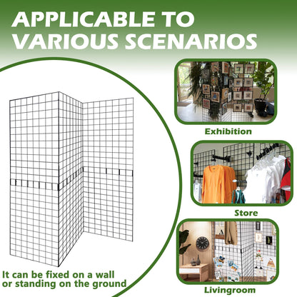 Koretech Grid Wall Panels 3 Pcs, Commercial Grade Gridwall Panels, Metal Grid Wall Panel Display Stand, You Can DIY 6 Pack 2'x3' or 3 Pack 2'x6' (Black)