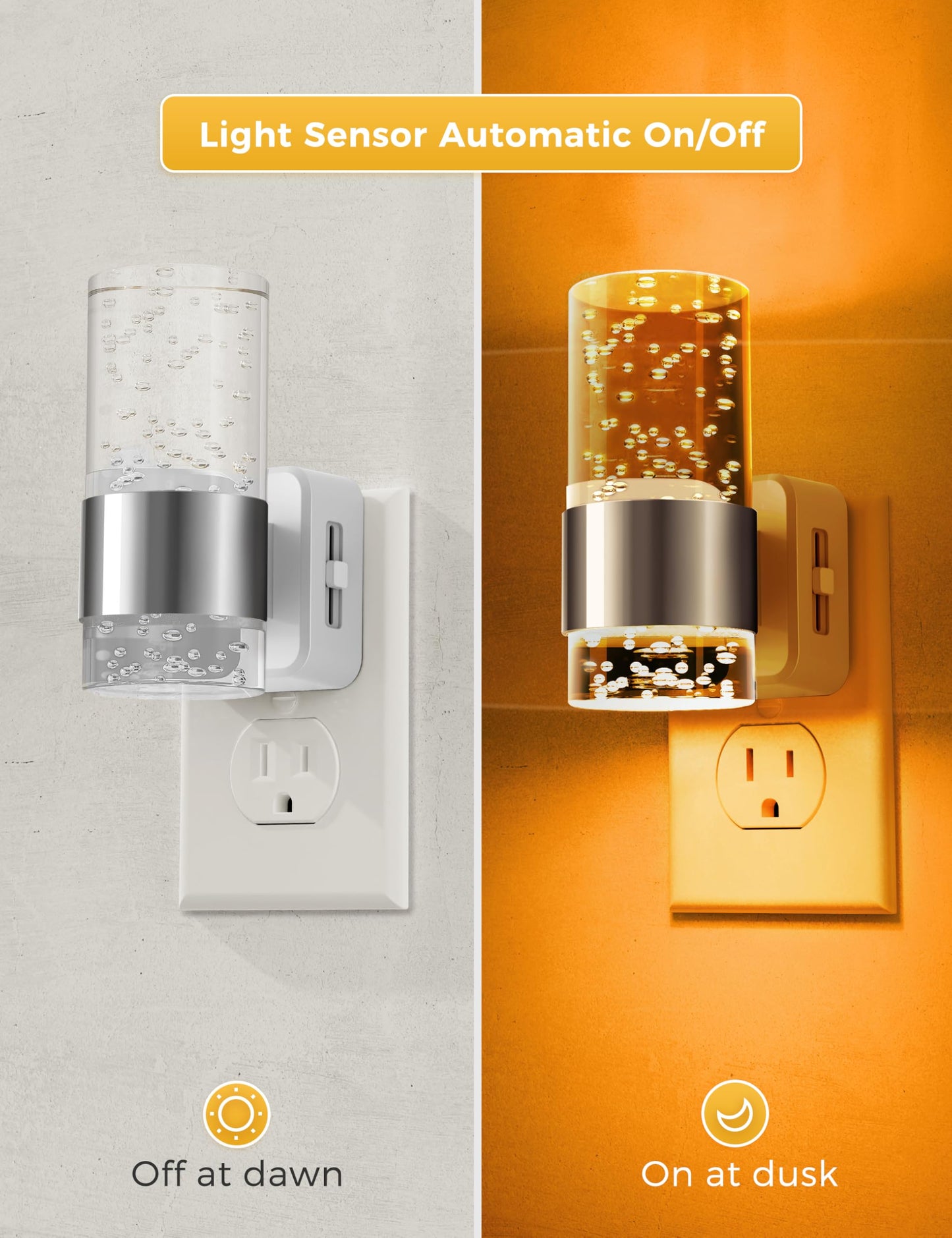 L LOHAS LED Night Light,Dimmable Night Lights Plug into Wall, 2 Pack Acrylic Nightlights with 0-100 LM Adjustable Brightness, 3000K Plug in Night Light with Dusk to Dawn Sensor, for Bathroom Hallway