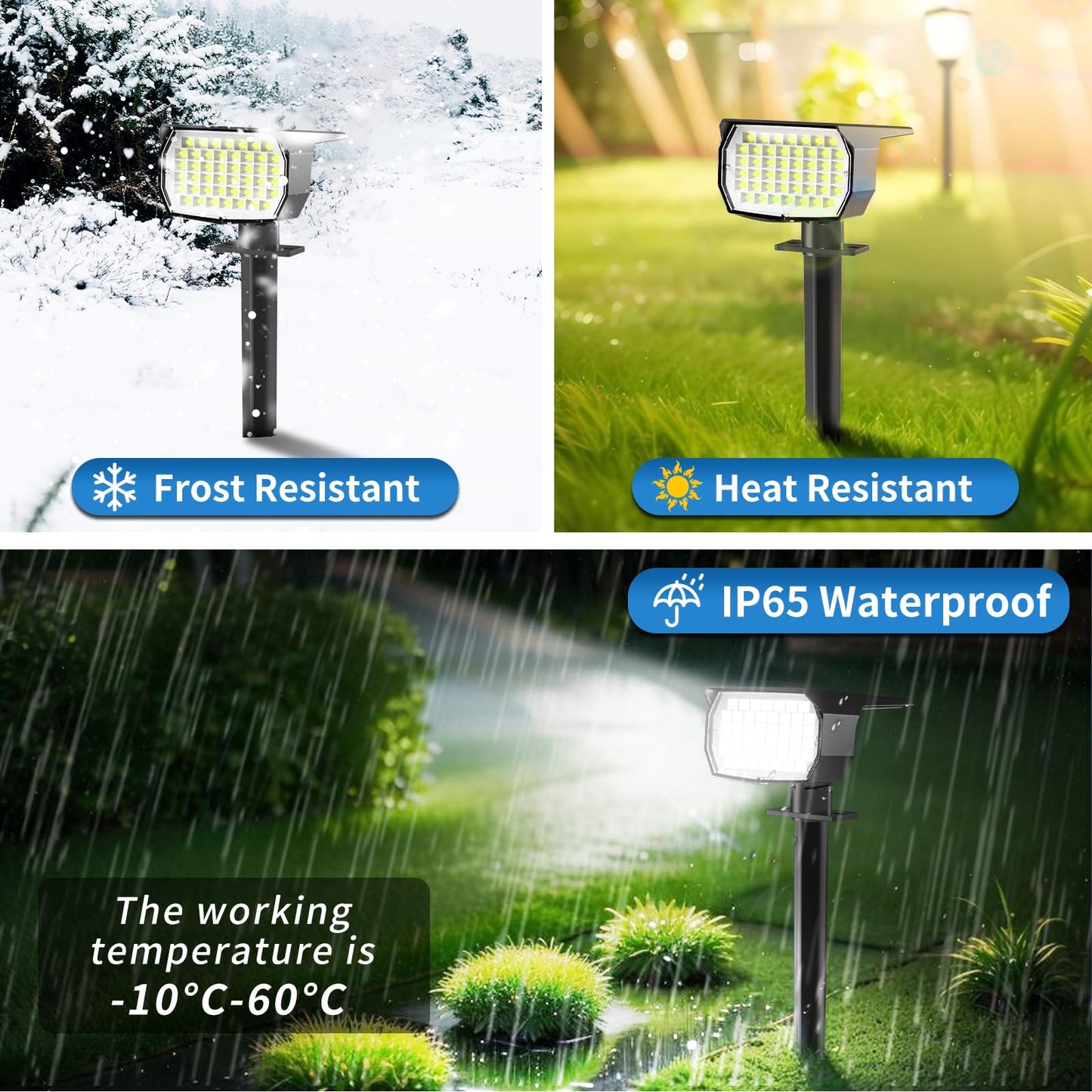 Tadyreal Solar Spot Lights Outdoor 10 Pack, [46 LED/3 Modes] Solar Landscape Spotlights Waterproof, 2-in-1 Auto On/Off Solar Powered Lights for Outside Yard Garden Wall Pathway(Cool White)