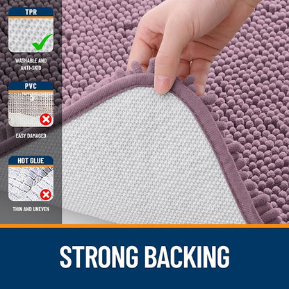 OLANLY Large Bathroom Rugs 50x30, Extra Soft Absorbent Chenille Bath Rugs, Rubber Backing Quick Dry, Machine Washable Bath Mats for Bathroom Floor, Tub and Shower, Home Decor Accessories, Deep Plum
