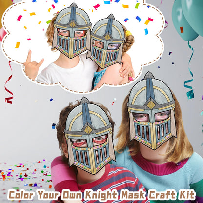 Blueweenly 24 Pack Color Your Own Knight Mask Craft Kit DIY Knight Paper Mask Party Favors Crafts for Kids and Fun Home Activities Party Dress up Theme Supplies