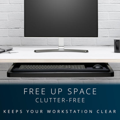 Kensington Keyboard Tray Under Desk, SmartFit Ergonomic Slide-Out Keyboard Drawer with Cable Management, Extra-Wide Height Adjustable Keyboard Holder, 24.5" x 11.75", Black K60004US