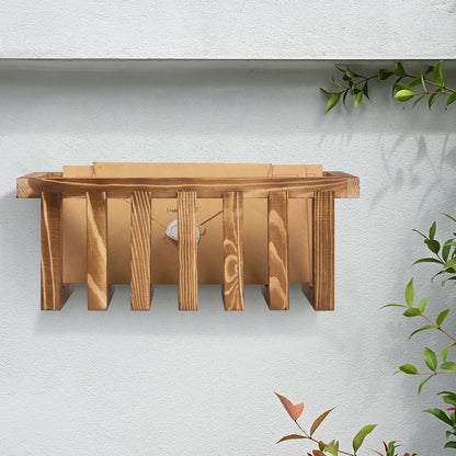 ExoLiry 11 Inch Premium Solid Acacia Wood Wall Mounted Mail Letter Holder Basket, Rustic Farmhouse Wooden Hanging Card Storage Rack, Home or Office Organizer