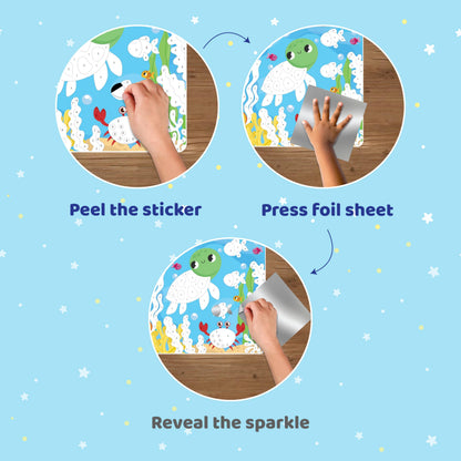 jackinthebox Foil By Number - Ocean, No Mess Art & Craft Kit for Kids, Fun Foil Art, Craft Kits & Supplies, DIY Creative Activity, Travel Toys, Screen-Free Birthday Gifts for Ages 4, 5, 6, 7, 8, 9