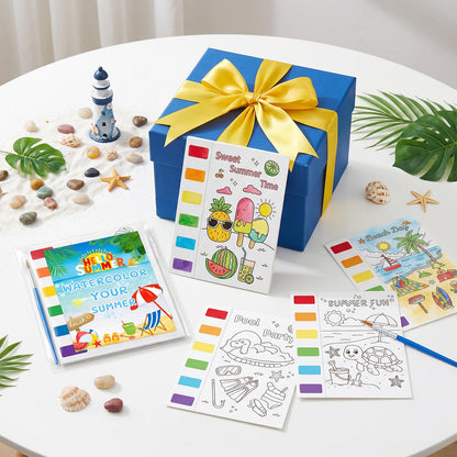 Zoyeven 144 Pcs Summer Watercolor Coloring Books Summer Party Favors End of Year Gifts Art and Crafts Well-Packaged Classroom Reward Prizes School Activity