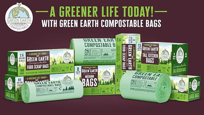 Green Earth Compostable Tall Kitchen Food Scrap Trash Bags, Compost Bin