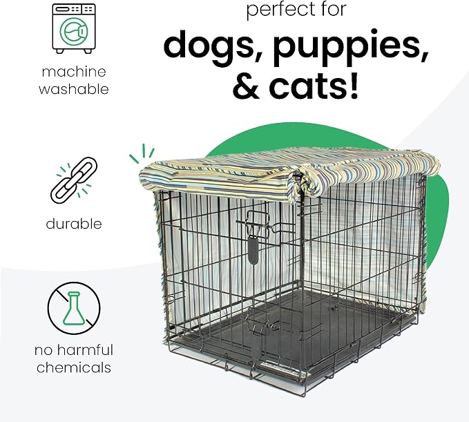 Molly Mutt I Don't Like Mondays Dog Crate Cover, 100% Cotton Canvas Cover with 2 Roll-Up Panels, Ideal for Dog or Cat Crate, Durable, Washable, and Free of Harmful Chemicals, 30" x 19" x 21"
