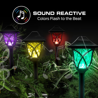 Monster Smart RGB+IC+WW Pathway Lights with 4 Dimmable LED Lights - Sound Reactive Garden Light, Weatherproof IP44 Outdoor Lighting - Compatible with Alexa, Google Assistant, Siri, Monster App