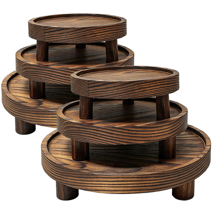 Knowearth 6 PCS 5/6/8 Inch Wooden Risers for Display Wood Pedestal Stand Round Mini Tray Stand Rustic Riser Tray Tiered Tray Decor for Party, Wedding, Birthday, Baby Shower