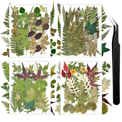 110+ Pcs Dried Flowers Leaves for Crafts, Real Pressed Flowers Dry Leaves for Resin Scrapbooking DIY Art Crafts Epoxy Resin Jewelry Mold Candle Soap Making Nails Décor