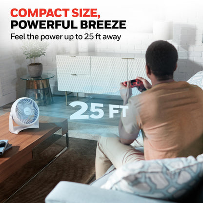 Honeywell TurboForce Air Circulator, Small Tabletop Fan, Quiet Personal Fan for Home or Office, 3 Speeds, 90 Degree Pivoting Head, White, HT-904