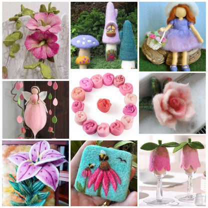 Sparkeads Wool Roving Yarn for Needle Felting Pink Soft Fibre Wool Supplies for DIY Hand Spinning Weaving Beginners Adults Handmade Dolls Felted Animal Women 75 G