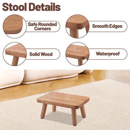 Wooden Step Stool for Adults Seniors, Anti-Slip One Step Stools, Heavy Duty Stepping Stools Kitchen Step Stool with 500lbs Capacity for Office, Bedroom, Kitchen, Bathroom