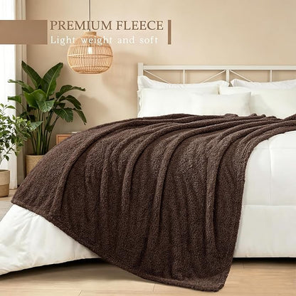 Exclusivo Mezcla Fleece Bed Blankets Queen Size, Ultra Soft, Lightweight and Fuzzy Coffee Blanket for Women, Home Decor, 90x90 Inches