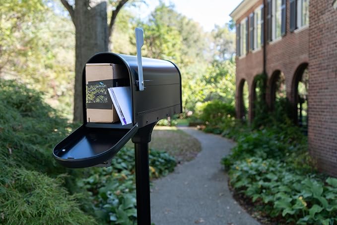 Architectural Mailboxes Chadwick Galvanized Steel Post Mount Mailbox, 8950B-10, Black, Medium Capacity | Galvanized steel build for outside with weather-resistant build and rust-resistant powder-coat finish. USPS approved.