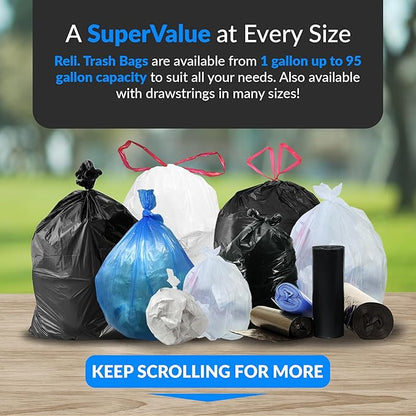 Reli. 55-60 Gallon Trash Bags Heavy Duty | 150 Count | 50-60 Gallon | Large