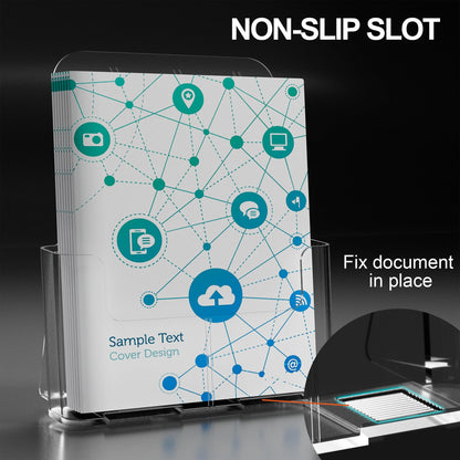 HLF-ho Brochure Holder 8.5x11 Inch Acrylic Literature Holders Clear Plastic Flyer Display Stand Countertop Use or Wall Mount Pamphlet Holder Organizer for Office, Lobby, Hotels, Trade Shows, 4 Pack