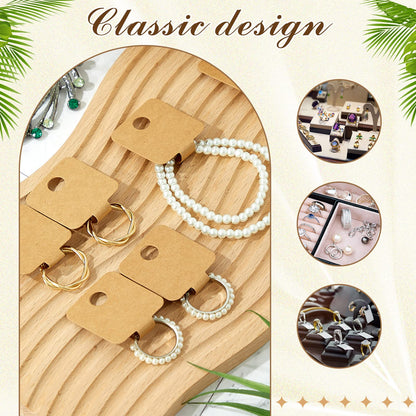 Ctosree 1000 Pcs Self Adhesive Bracelet Display Card Necklace Display Jewelry Packaging Selling Card for Keychain Earring Necklace Hairband and Scrunchies Hanging, 3.94 x 1.57 Inches(Brown)