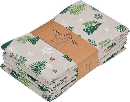 Urban Villa Kitchen Towels Christmas Green Trees Print Premium Quality