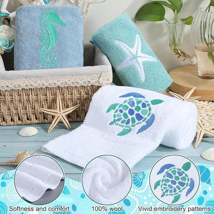 3 Pcs Ocean Beach Coastal Hand Towels