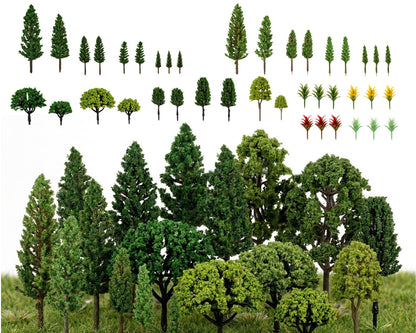DS. DISTINCTIVE STYLE 40 Pcs Model Trees Miniature Trees 1.3-5.1 Inch Assorted Mini Trees for Crafts Complete Forest Diorama Kit Vivid Diorama Trees Fake Plants Landscape Set for DIY Craft