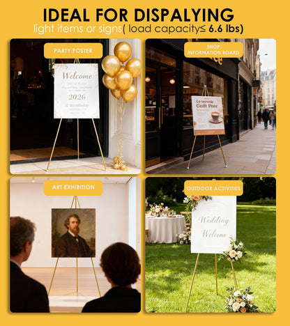 Artisorama Display Easel Stand for Sign, Lightweight Tripod with Bag, Portable Adjustable Artist Easels for Outdoor Painting Canvas/Posters/Wedding, 1PC Gold