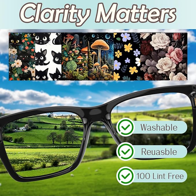 6 PCS Glasses Cleaning Cloth Eyeglass Lens Microfiber Cleaning Cloth Reusable