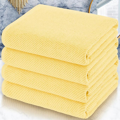 Yellow Bath Towels, Luxury Bath Towels Set of 4, Large 30"x56"