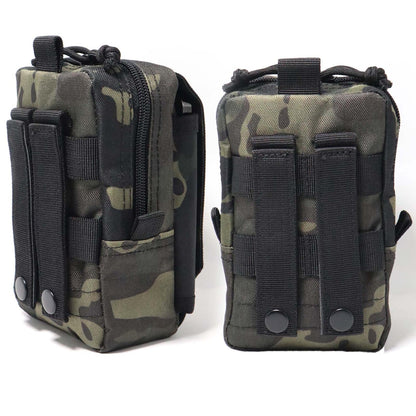 Molle Utility Pouch EDC Cell Phone Pouch for Vests, Tactical Waist Bag for Men Gadget Organizer Pack Purse Mobile Phone Case Hunting Compact Bag U.S.A Patch Carabiner Included, Black