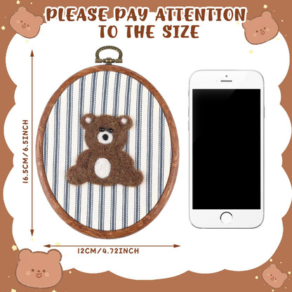 Chunful Felted Blue Striped Bear Nursery Wall Decor Cute Wall Art Decorative Artwork for Nursery Themes Bathroom Living Room Classroom Home Decoration